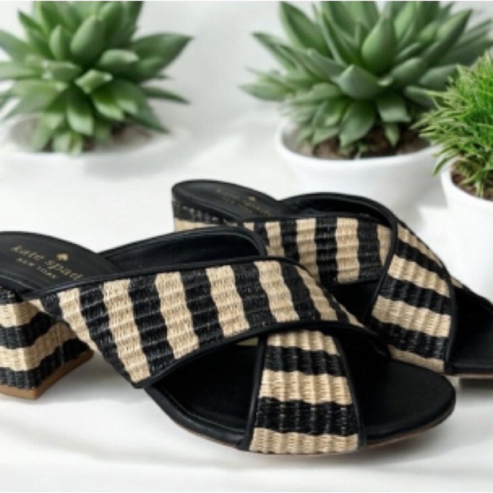 Kate Spade Black and Tan Slide Sandals